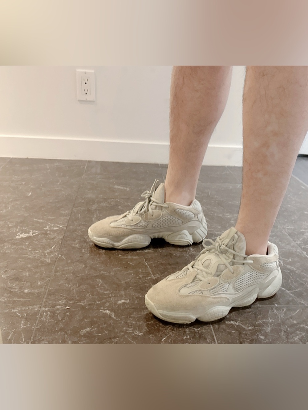 Yeezy Sneakers in Cream and Gray